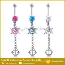 Rhinestone Rudder Anchor Basic Body Piercing Jewelry Belly Button Navel Ring